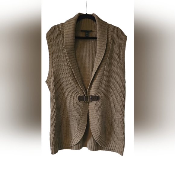 Lauren Ralph Lauren Jackets & Blazers - Ralph Lauren Sweater Vest Womens MP Camel Brass Ring Buckle Southwest Size XL